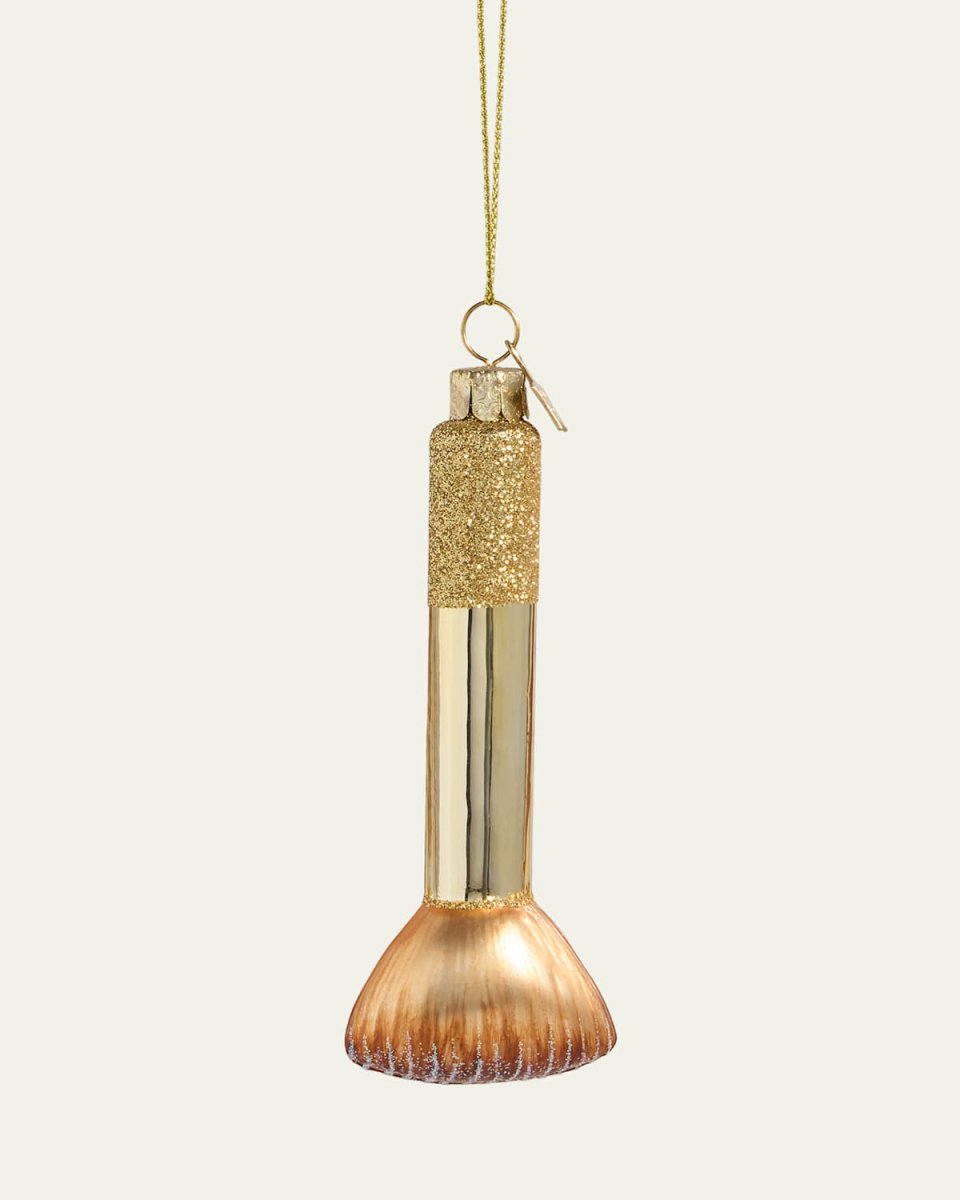 Golden Makeup Brush Christmas Ornament